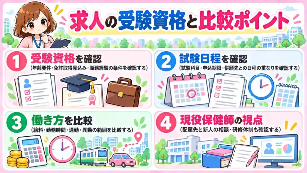 受験資格と比較ポイント4つの図解