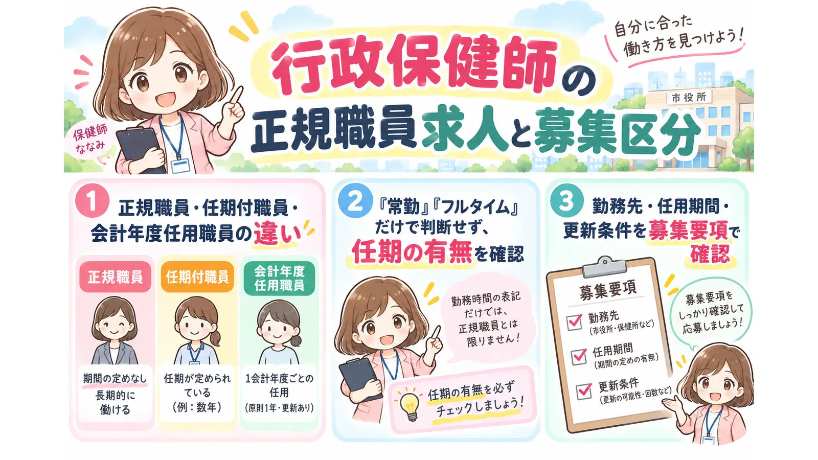 行政保健師の正規職員求人と募集区分の違い